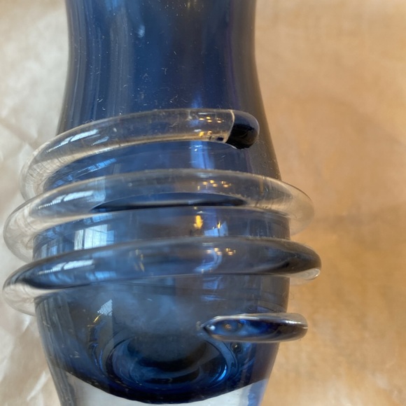Hand Blown Blue Glass Mini Bud Vases. Set of two. - Picture 6 of 8